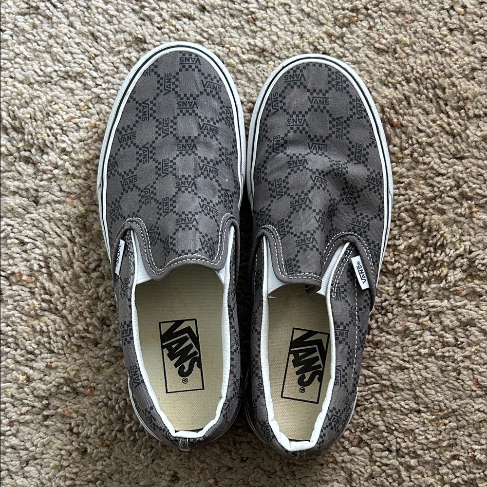 Vans Kids Charcoal and Black Slip-On Sneakers